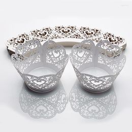 Festive Supplies 50pcs Heart Hollow Little Vine Lace Laser Cut Cupcake Wrapper Liner Fondant Baking Cup DIY Paper Cake