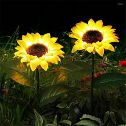 Solar Sunflower Lights Garden Stake Outdoor Powered LED Light For Patio Lawn Yard Walkway Decor