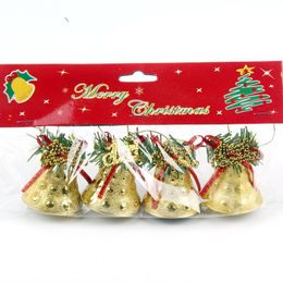 4.5cm Bell Christmas Decorations Supplies Plastic Electroplating Bells String Christmas Tree Pendant Accessories Wholesale RRA777