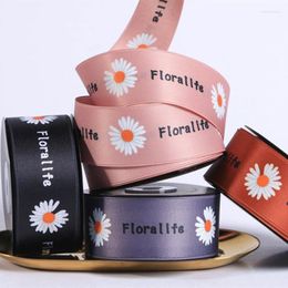 Jewellery Pouches 3.8cm 10yard DIY Handmade Hair Ornament Flower Packing Material Small Daisy Double Side Printed Polyester Cotton Tape Ribbon