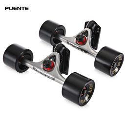 PUENTE 2pcs set Skateboard Truck with 70 50mm 4 Skateboard Wheels Riser Pad ABEC - 9 bearings Installing Tool Roller199Q