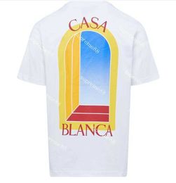 2024 New 23ss Men Designer Casablanca T Shirt Door of Fantasy Sicilian Hawaiian Short Sleeve T-shirt Cotton Summer Tees -shirt ees