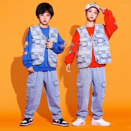 Stage Wear Children'S Hip-Hop Fashion Clothes Boys' Cowboy Suits Ballroom Jazz Dance Costumes For Kids Rave DQS8292