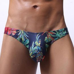 Underpants Men's Panties Breathable Mesh Briefs Print Thongs Comfortable Underwear Bulge Pouch G-String Sensual Lingerie