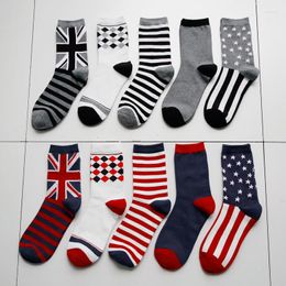 Men's Socks Man Striped Business Flags Paragraph EUR39-44