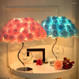 Table Lamps Modern Wedding Decoration Lamp Valentine's Day Gift Marriage Bedroom Bedside Desk Creative Roses Flower Light MJ1024
