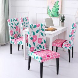 Chair Covers Printed Flower Leaves Elastic Computer Office Cover Washable Removable Armless Slipcover Stretch 4Pcs