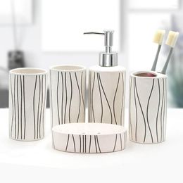 Bath Accessory Set Ceramic Bathroom Five-piece Wash European-style Simple Supplies Kit Soap Dish Dispenser Brush Holder