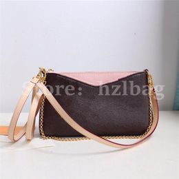 Palls Cluth M41638 Monograms Canvas Bags Soft Grained Calf Leather Purse Wallet Brown Flower Chain Bag Women Designers2765