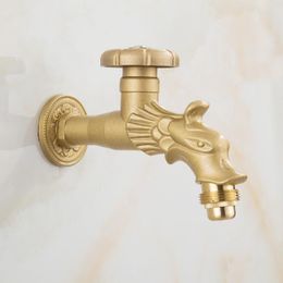 Bathroom Sink Faucets Vidric Wall Bidcock Faucet Antique Bronze Mop Dragon Carved Tap Washing Machine Outdoor For Garden