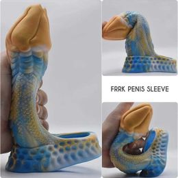 Beauty Items HESEKS Fantasy Dragon Cock Sheath With Stretch Ring For Balls Slip In Colourful Penis Extender Sleeve Male sexy Toys Couple