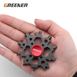GREENER 18 In 1 Snowflake Snow Wrench Tool Spanner Multi-Tool Portable Pocket Ratchet Combination Metric Socket Screwdriver