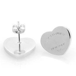 Luxury Womens Heart Love Stud Earrings for women Classic Style Women Lover Studs Titanium Steel Earings Logo Printed Wedding Party Gifts necklace