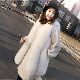 Women's Vests Long Womens Vest Faux Fur Coat 2022 Autumn Winter Fluffy Jacket Of Women Waistcoat Chalecos Para Mujer KJ972