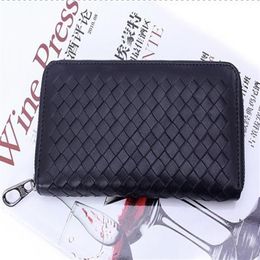 Whole Fashion Men's walletl Sheepskin Leather Nappa Zip Around Wallet Hand Bag First Class Genuine Leather Long Wallet Go248r