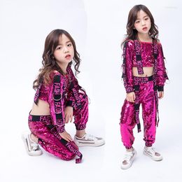 Stage Wear Children Costumes Girls Dance Dress Sequins Street Performance Clothing For Jazz