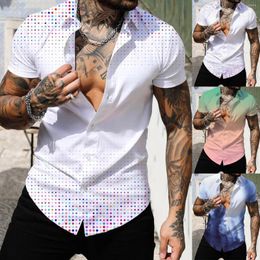 Men's Casual Shirts Mens Button Leotard Men Spring Summer Single Breasted Lapel Full Print Beach Short Sleeve Vacation Lady Exercise Top