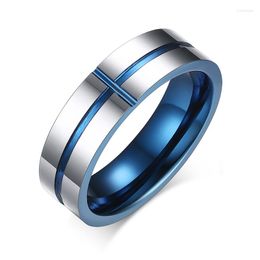 Wedding Rings Design Men Tungsten Ring Quality Steel Vintage Cross IP Blue Plated Gift For Boyfriend Never Rust Or Fade