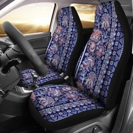 Car Seat Covers Blue Elegant Classy Floral Decor Pair 2 Front Protector Accessory