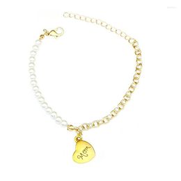Charm Bracelets 1pc Mother's Day Themed Bracelet Pearl Alphabet Wrist Chain Delicate Jewellery