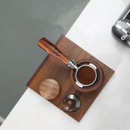 Table Mats 58mm Walnut Wood Coffee Filter Tamper Holder Espresso Mat Stand Maker Support Base Rack Accessories