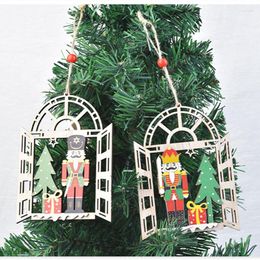 Christmas Decorations 1pcs Decorative Supplies Wooden Walnut Soldier Pendant Creative Window Tree Decor