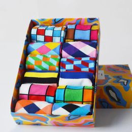Men's Socks SANZETTI Brand 2022 Happy Men Bright Colorful Novelty Pattern Dress High Quality Funny Wedding Gift Box