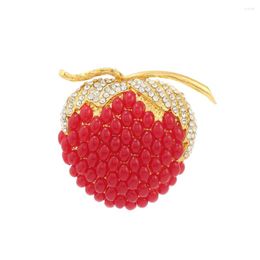 Brooches Muylinda Red Apple Brooch Cute Rhinestone Large Pin For Women Fruit Sweater Coat Accessories Year Gifts