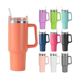 40oz Mug Tumbler With Handle Insulated Tumblers With Lids Straw Stainless Steel CoffeeTumbler Termos Cup WLL1830