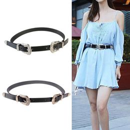 Belts Fashion Vintage Gothic Luxury Design Trouser Dress Carved Leather Belt Waist Strap Double Buckle Waistband