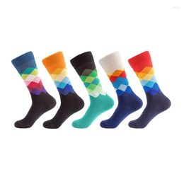 Men's Socks Fashion Cotton Happy Long Colorful Funny Men Art Calcetines Hombre Divertidos Lager Size 5 Pairs/lot