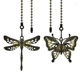 Pack Bronze Ceiling Fan Pull Chain Set Lighting & Pendant Extender Dragonfly And Butterfly