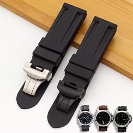 Watch Band For Panerai PAM 111 441 TPU Rubber Silicone 22 24mm Strap Accessories Folding Clasp Bracelet Chain215g