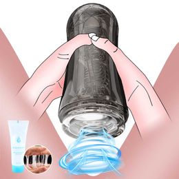 Beauty Items ealistic Vagina Male Masturbator Soft Tight Transparent Pussy Adult Endurance Exercise Vacuum Pocket Cup with Lubricants for Men