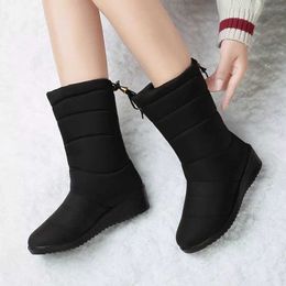 Stivali Donna Caviglia Giù Neve Impermeabile Nappa Scarpe invernali Pelliccia calda Donna nera Botas Mujer 221215