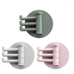 Shower Curtains Kitchen Self Adhesive Wall Mount Hook Multifunctional Rotatable 3 Storage Hanger