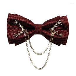 Bow Ties Brand Men's Bowtie Designer Adjustable Metal Golden Antlers Two Layer Tie For Men Fashion Butterfly Gift Box