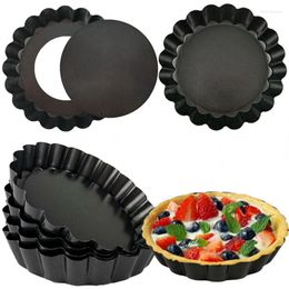 Baking Tools 7PCS 4Inch Mini Tart Pans With Removable Bottom Non-Stick Quiche Reusable Fluted Edges Small Moulds For Party