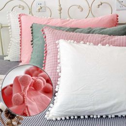 Pillow Case 48 74cm Cotton Solid Colour Home One Pair Diagonal Printing Brief Style Pillowcase