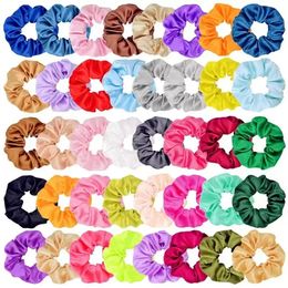 Ups 66 Farben Scunchies Frauen Satin Hair Band Kreis Mädchen Pferdeschwanzhalter Binden Haarring Stretchige elastische Seilzubehör Weihnachtsgeschenke