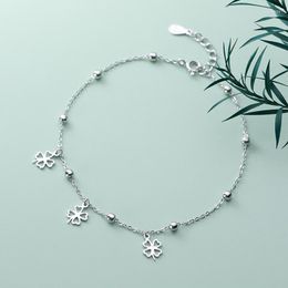 Anklets Clover Silver 925 Bracelet On The Leg Woman Jewellery Decoration Foot Chain Fashion Gift Female