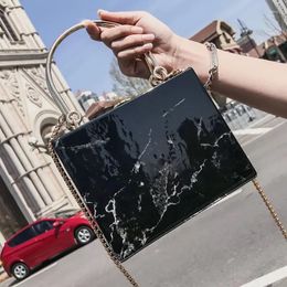 Evening Bags Luxury Handbags Women Designer Marble Stone Pattern Purses And Fashion Mini Box Bag