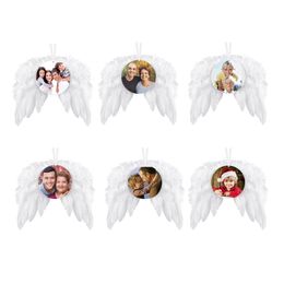 New Feather wings sublimation ornament Wooden Christmas sublimation blanks angel wings RRA782
