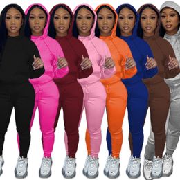 2024 Designer Fall Winter Fleece Tracksuits Women two 2 Piece Set Warm Hoodies and Pants Suits Loose Solid Lady Outfits Wholesale Casual wholesale clothes 8916