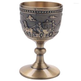 Wine Glasses Classical Metal Cup Handmade Small Goblet Household Copper Glass Carving Pattern