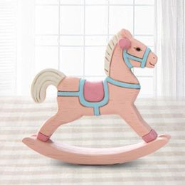 Decorative Figurines 1pc Colourful Painted Horse Hand Carved Balance Rocking Wooden For Kids Toy Gift Home Decor