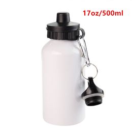 Wholesale 2Lids Sublimation 17oz Aluminium Sports Water Bottles White Blank Heat Transfer Metal Tumbler Single Insulated Cups A12