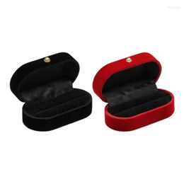 Jewelry Pouches Portable Double Rings Box Display Gift Holder Wedding Engagement Ring Case Organizer For Women Black Red