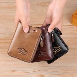 Men's Short Wallet PU Leather Purse Retro Multi Card Pocket Moneybag Billfold Anti Card Swiping Drop 2212