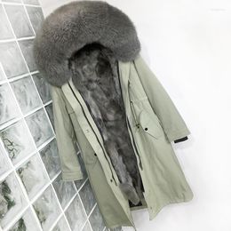 Women's Fur RosEvans Plus Size Real Coat Waterproof Parka Mujer Winter Jacket Women Natural Collar Liner Thick Warm Outerwear